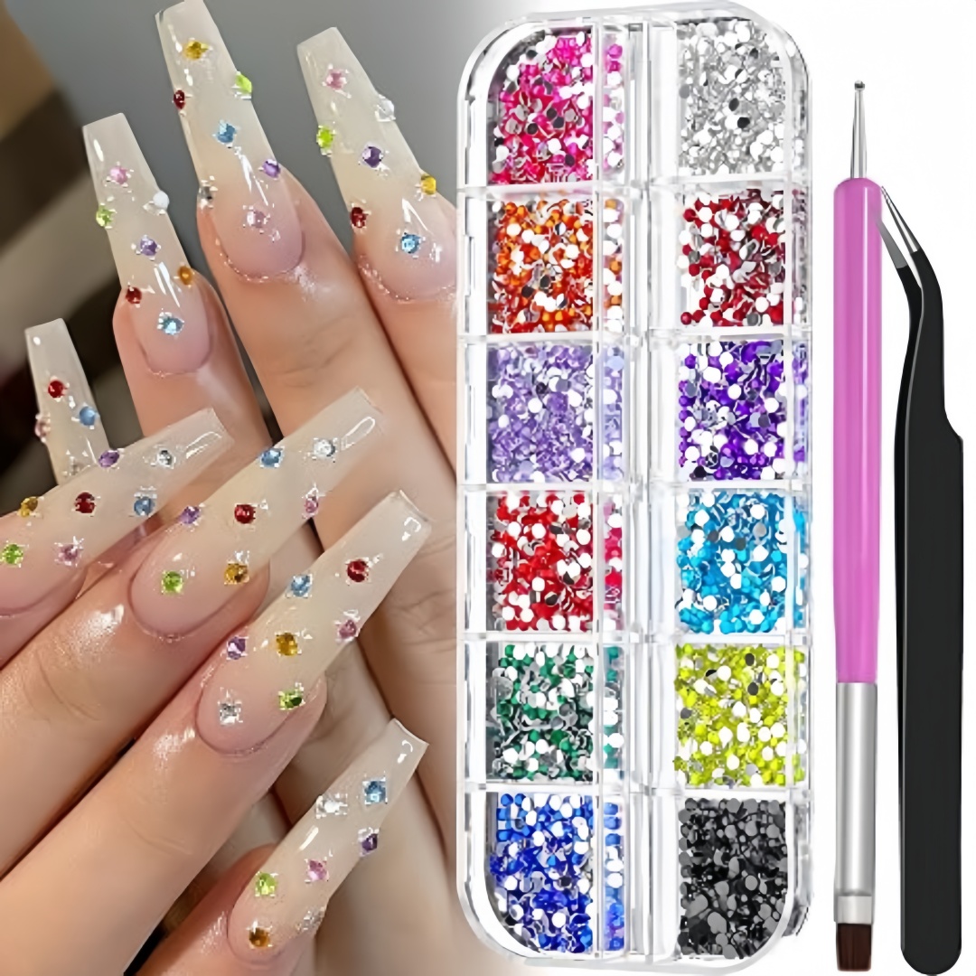 Beauty Gems Makeup - 4000개 2mm 플랫백 네일 아트 라인스톤,