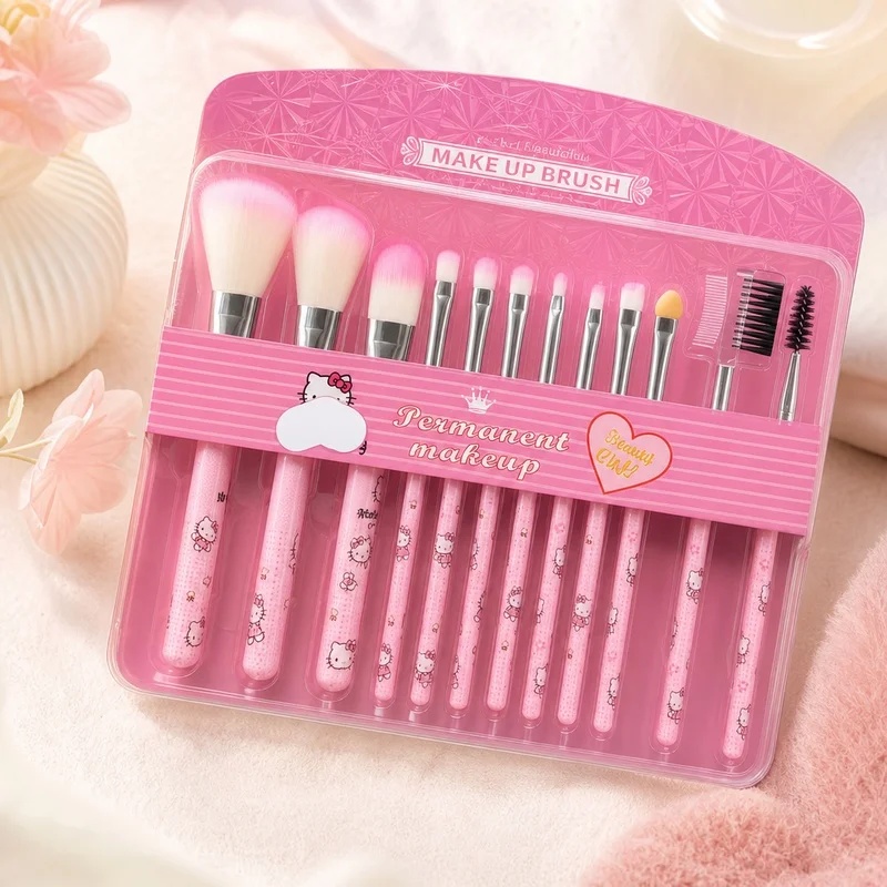 Beauty Makeup Gift Sets - 헬로 키티 12피스 메이크업 브러쉬 세트