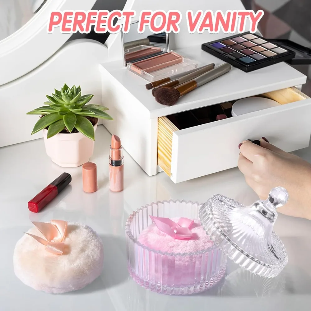 3PCS 메이크업 정리함 세트 벨벳 파우더 퍼프 유리  - Beauty Makeup Gift Sets 리뷰 및 가격