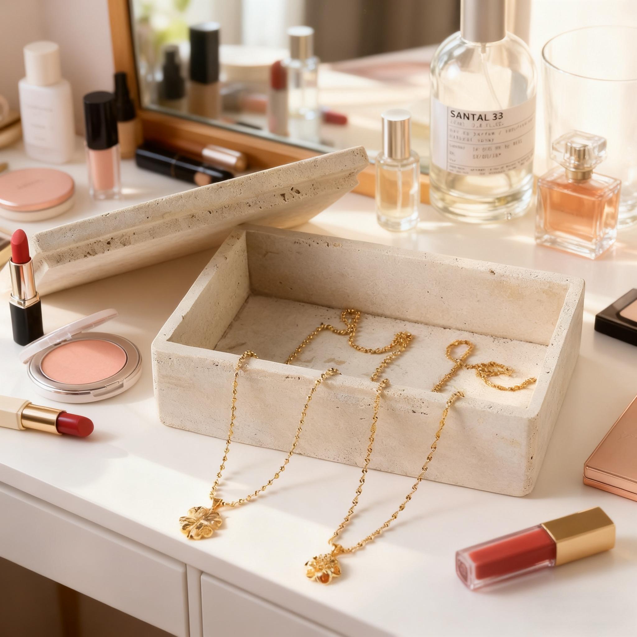 장식용 천연 대리석 정리 트레이 - 트라버틴 스톤 보관 - Beauty Gems Makeup 리뷰 및 가격